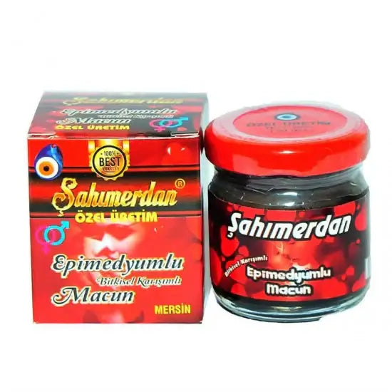 Sahimerdan Epimedyumlu Macun jar and box, a traditional herbal product for vitality and wellness.
